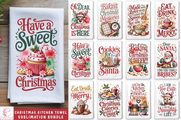 Download Christmas Kitchen Towel Sublimation Bund - Towel Collection