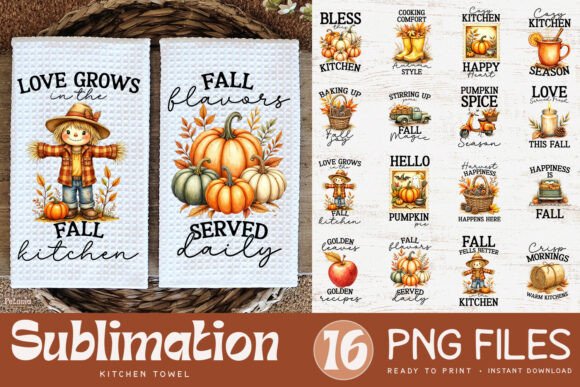 Download Fall Kitchen Towel Sublimation Designs - Premium Resources