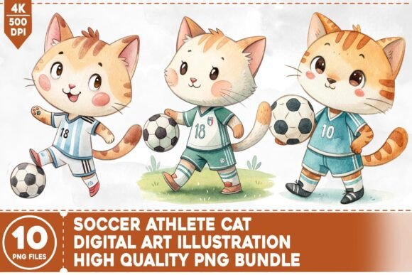 Download Soccer Athlete Cat PNG Bundle - Athlete Collection
